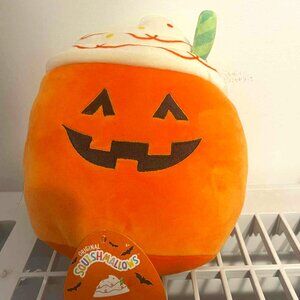 Squishmallows Lester the Pumpkin Spice Latte Jack O'Lantern 8" Plush Toy